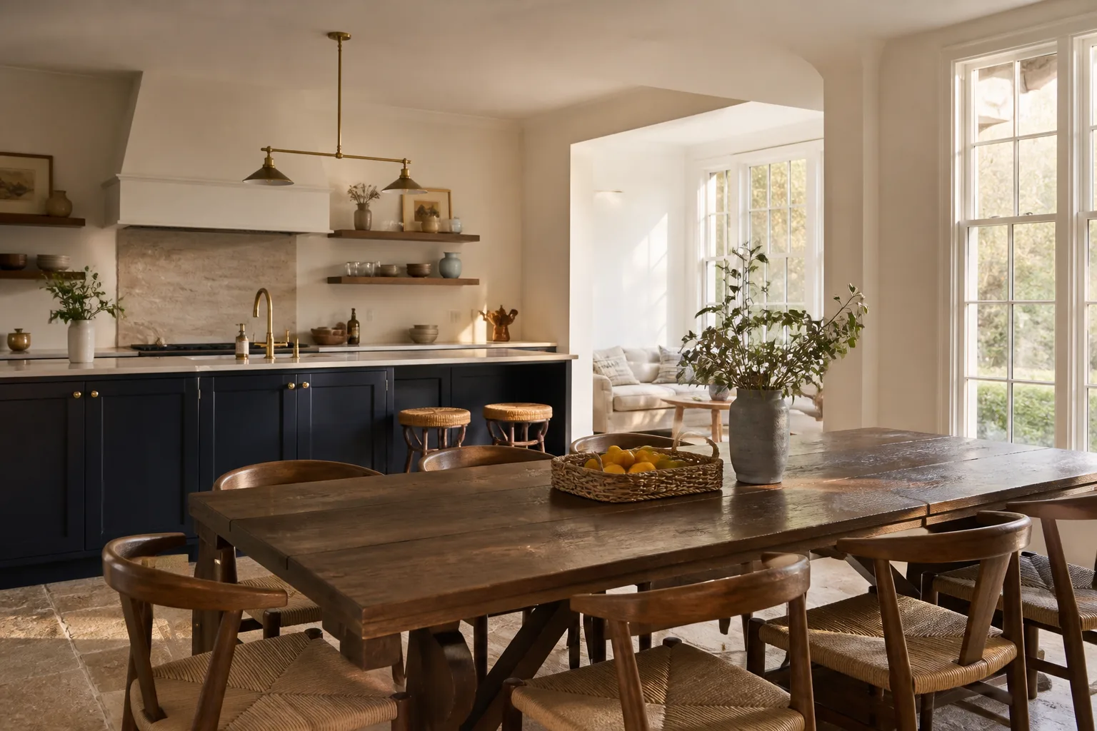 An open kitchen and dining area after a remodel